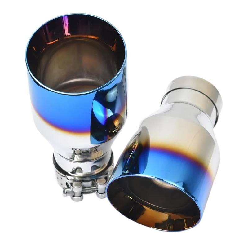 Auspuffblende 1 PC Auto Edelstahl Schalldämpfer Spitze Gebrannte Blau Flansch Abgeschrägte Kante Auspuff Endrohr Endrohre(IN 60 Out 101 mm) von MBROS