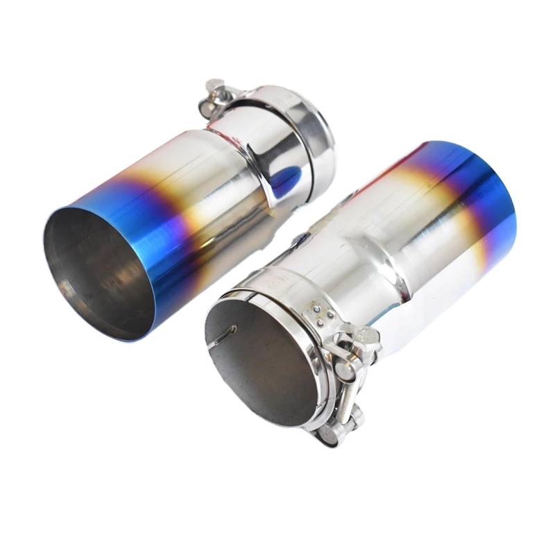 Auspuffblende 1 PC Universal Auto Blau Gebrannte Edelstahl Auspuff Endrohr Einzelne Gerade Schalldämpfer Spitze Endrohre(IN 63 Out 76 mm) von MBROS