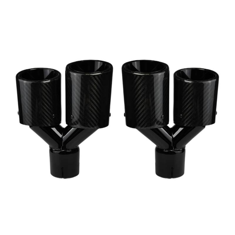 Auspuffblende 1 Stück Auto Universal Carbon Fiber Endrohr Schalldämpfer Schwarz Y-förmig Double Out Twill Glossy Auspuff Endrohre(76.2mm-89mm-Left) von MBROS
