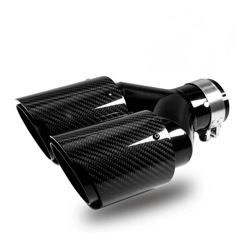Auspuffblende 1 Stück Universal Auto Carbon Fiber Schwanz Kehle Schalldämpfer Schwarz Y-förmigen Doppel-Out Endrohre(63.5mm-101mm) von MBROS