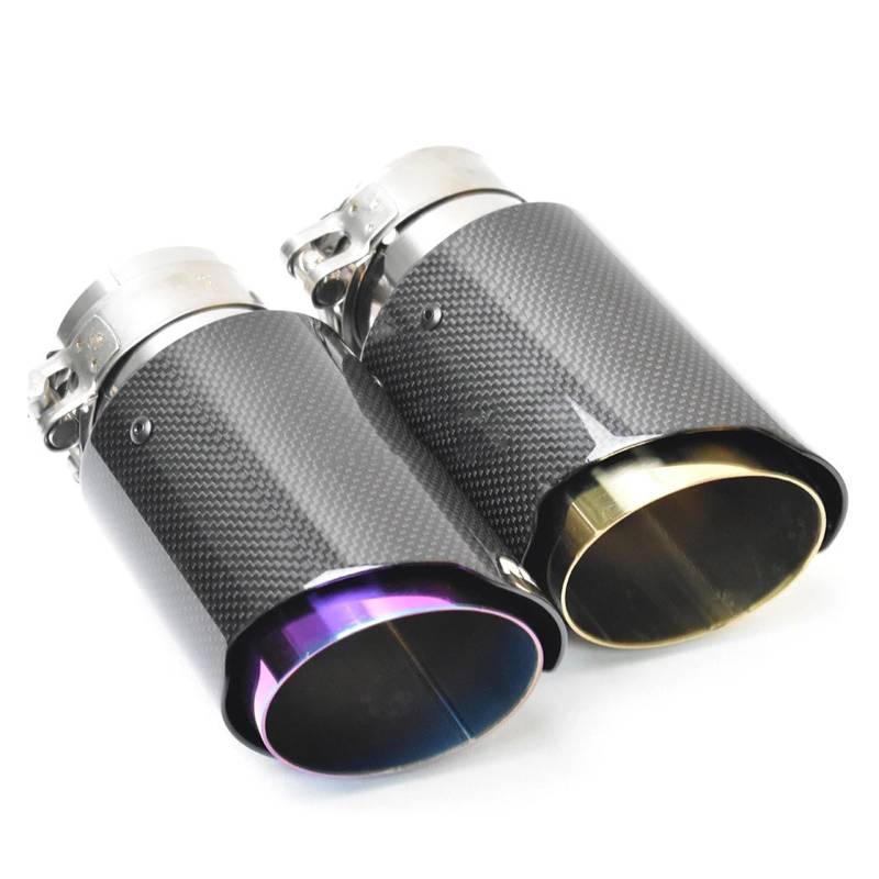 Auspuffblende 1PC Auto Auspuff Schwanz Ende Spitze Gerade Flansch Glänzend Carbon Edelstahl Schalldämpfer Rohr Endrohre(Purple 57-89mm) von MBROS