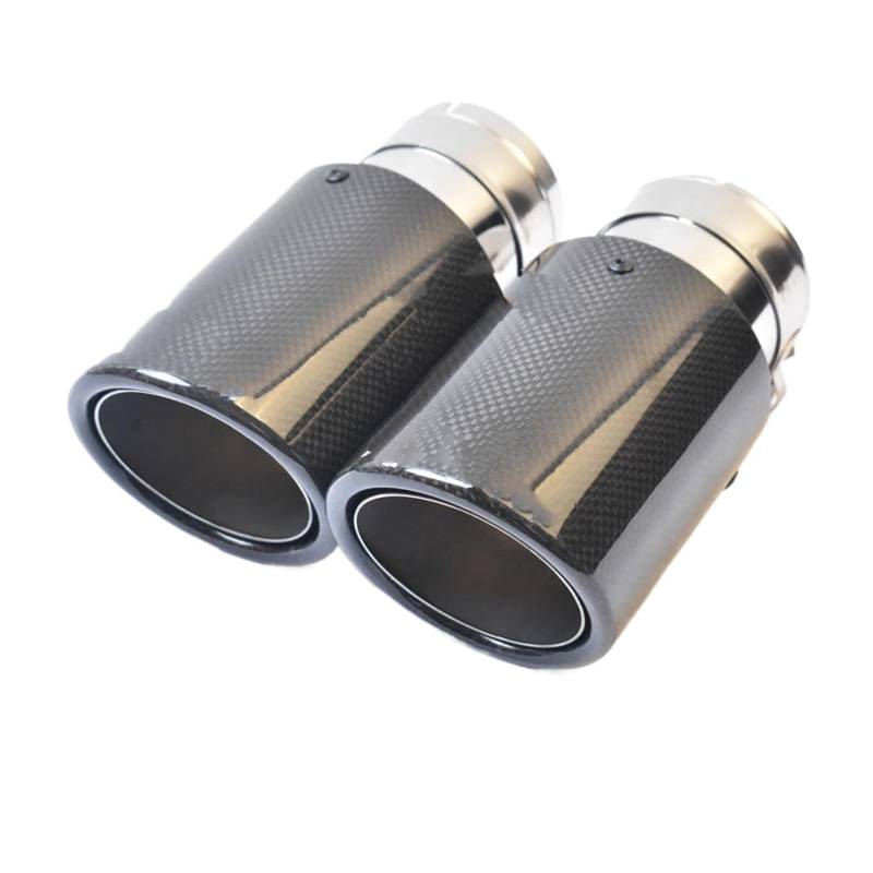 Auspuffblende 1PC Auto Auspuff Schwanz Glänzend Runde Carbon Faser Edelstahl Gerade Lockige Schalldämpfer Spitze Rohr Endrohre(70-89mm) von MBROS