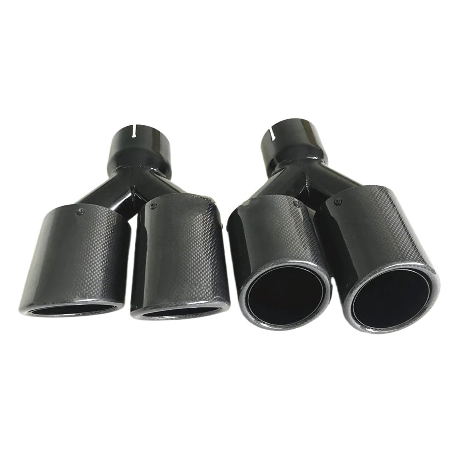 Auspuffblende 1PC Universal Auto Auspuffblende Dual Glossy Black Carbon Fiber Auspuffrohr Modifikation Endrohre(66-101MM) von MBROS