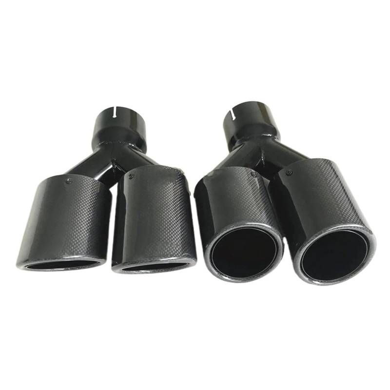 Auspuffblende 1PC Universal Auto Auspuffblende Dual Glossy Black Carbon Fiber Auspuffrohr Modifikation Endrohre(66-101MM) von MBROS