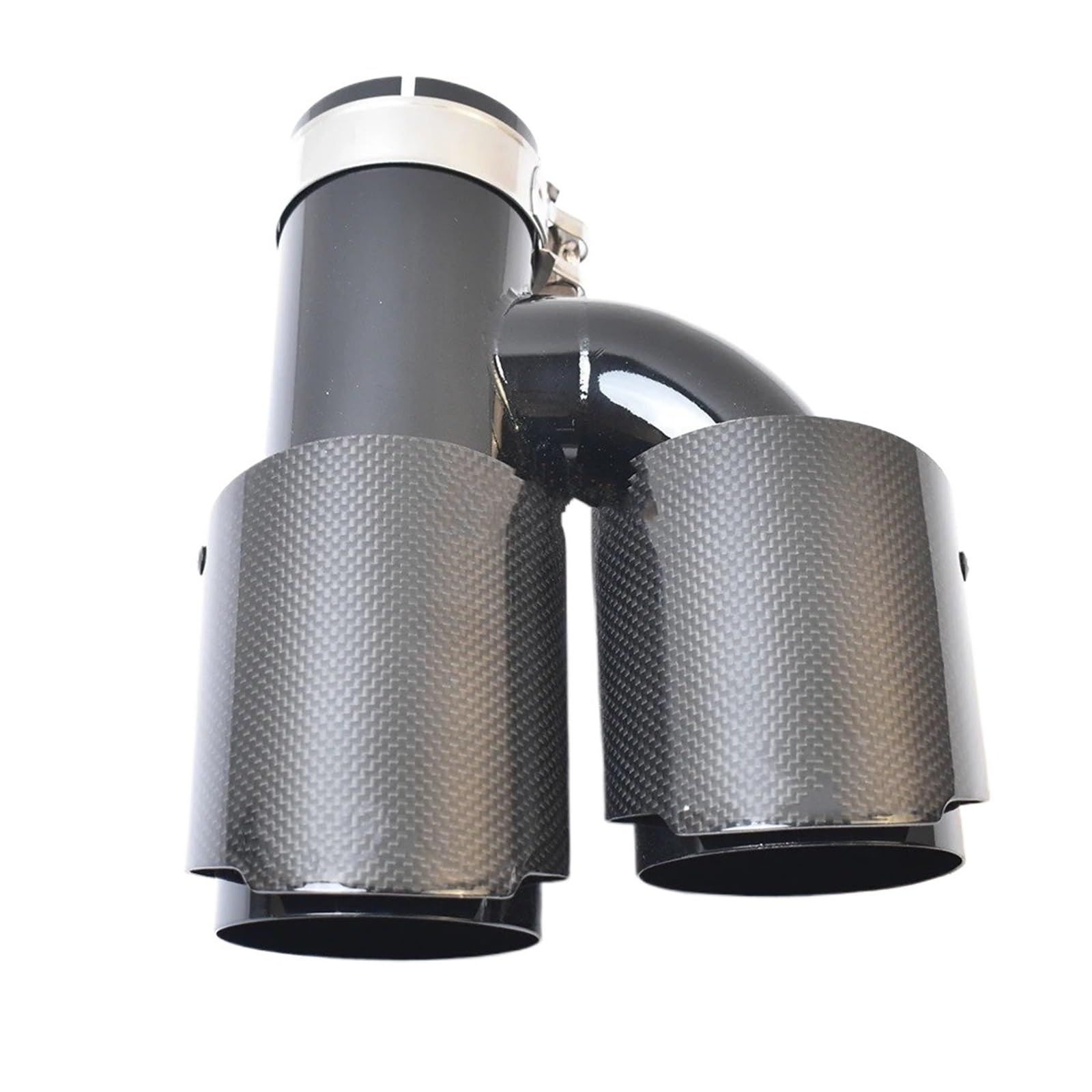 Auspuffblende Auto Carbon Edelstahl Gerade Schalldämpfer Rohr H Stil Ende Schwanz Auspuff Spitze Glänzend Schwarz Rechte Seite Endrohre(70-101MM) von MBROS