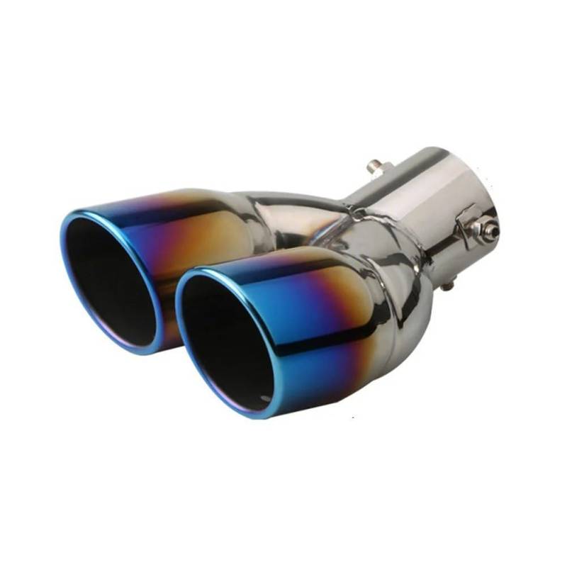 Auspuffblende Auto Edelstahl Endrohr Schalldämpfer Spitze Dual Auspuff Spitze 3/2.5 Zoll ID Einlass Slant Cut Rolled Edge Endrohre(Blue Bend 76mm) von MBROS
