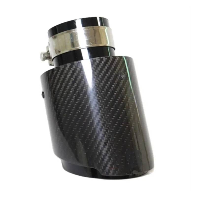 Auspuffblende Auto Universal Carbon Fiber Auspuff Schalldämpfer Rohr Spitze Gerade Edelstahl Schalldämpfer Endrohre(63MM IN 76MM Out) von MBROS