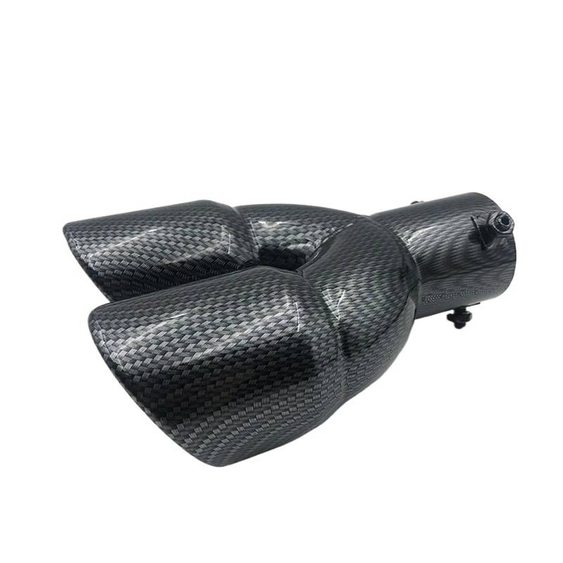 Auspuffblende Universal Auto 63mm Einlass Doppel-Barrel Hinten Auspuff Spitze Endrohr Carbon Schwarz Edelstahl Schalldämpfer Endrohre(Carbon Straight) von MBROS