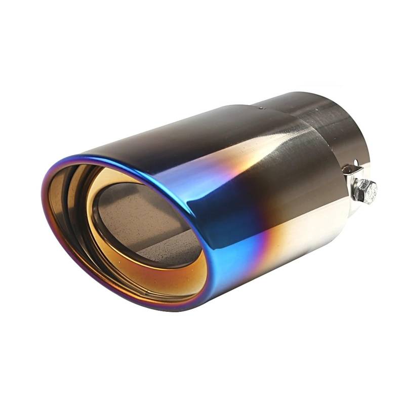 Auspuffblende Universal Auto Auspuff TIPP Edelstahl Einstellbare Endrohr 2.5"-3.3" Änderung Dekoration Endrohre(Blue Burnt Straight) von MBROS