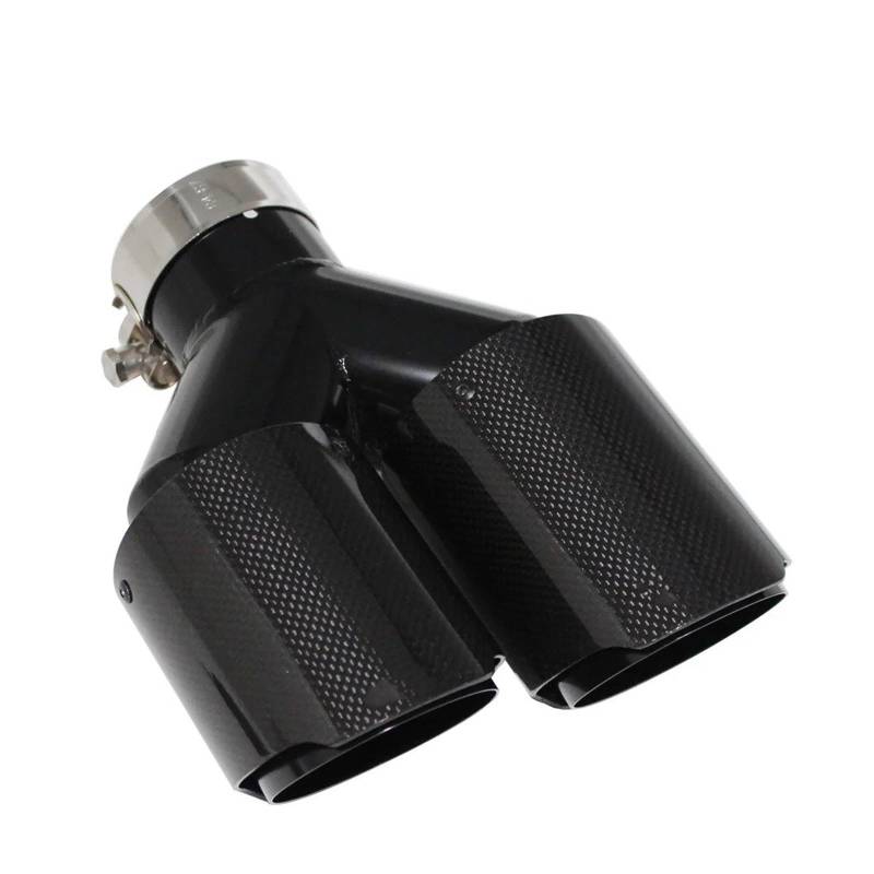 Auspuffblende Universal Auto Carbon Fiber Edelstahl Schalldämpfer Spitze Y Form Doppel Ausgang Auspuffrohr Schalldämpfer Düse Endrohre(Right 60mm-101mm) von MBROS