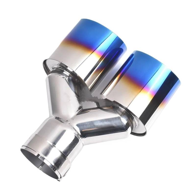 Auspuffblende Universal Auto Edelstahl Auspuffrohr Dual Burnt Blue Single Layer Schalldämpfer Spitze Endrohre(63-101mm) von MBROS