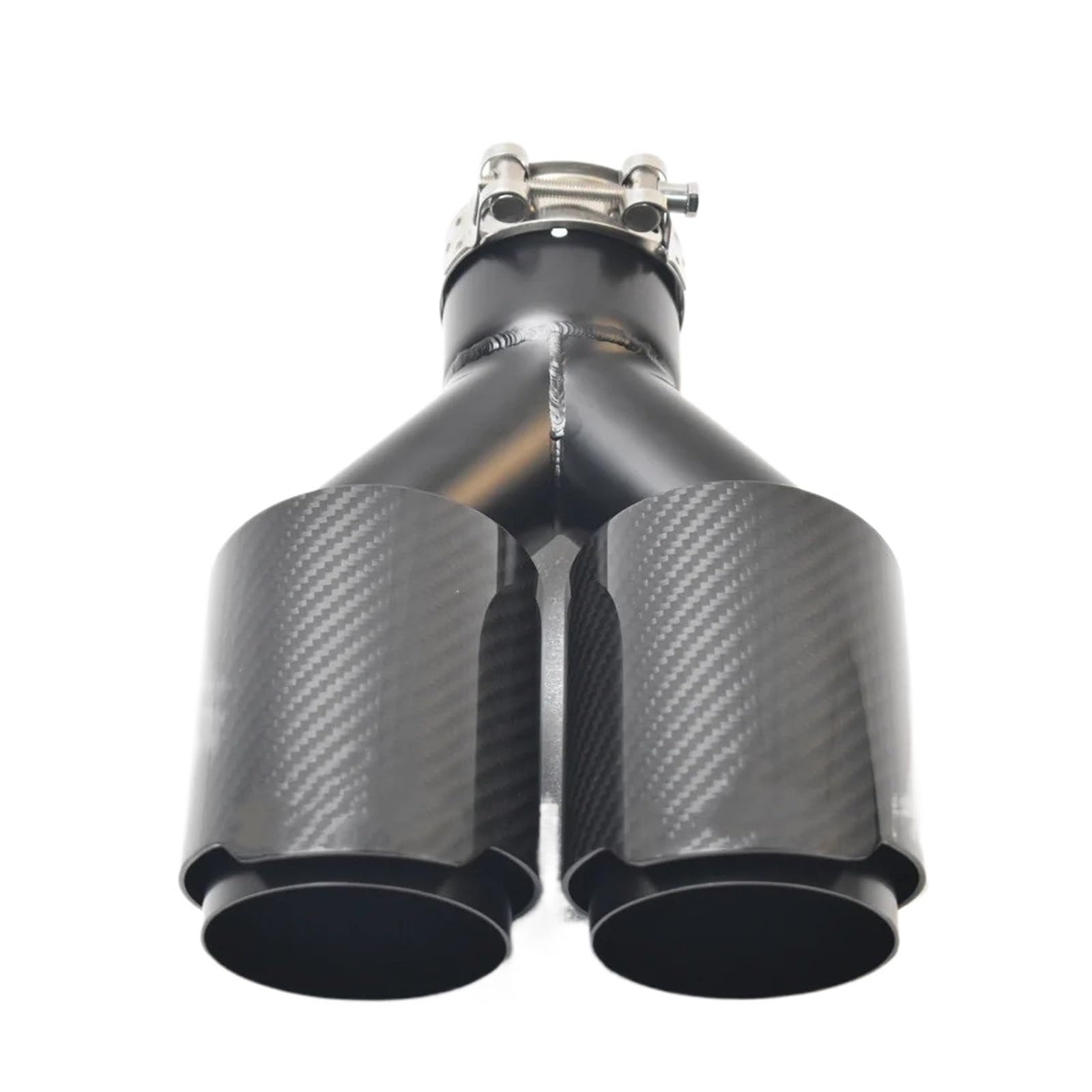 Auspuffblende Universal Auto Schalldämpfer Spitze Carbon Faser Schwarz Glänzend Y Form Doppel Ausgang Auspuffrohr Schalldämpfer Düse Endrohre(76MM IN -102MM Out) von MBROS