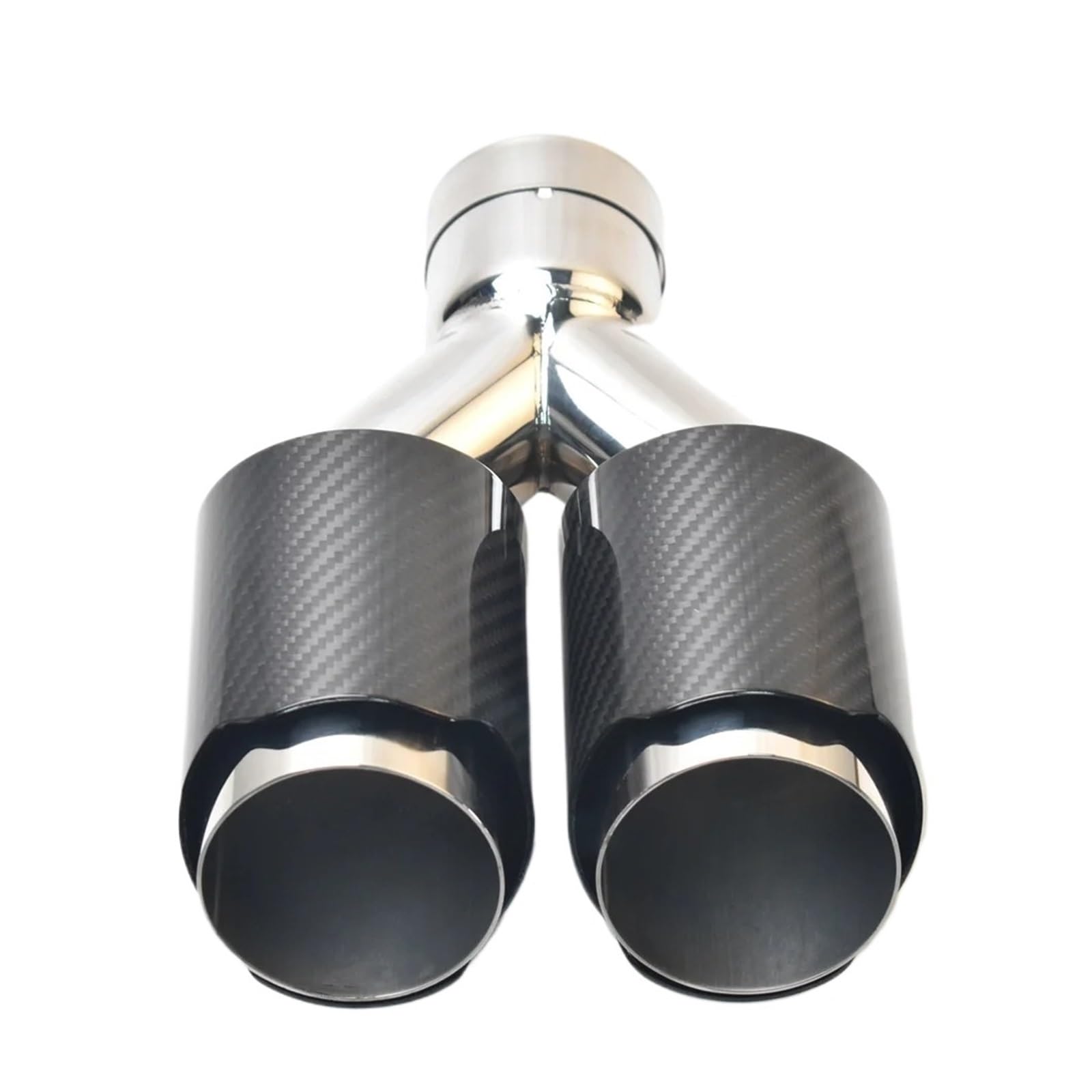 Auspuffblende Universal-Auto-Schalldämpferspitze Aus Kohlefaser Glänzend Y-Form Doppelter Ausgang Edelstahl-Auspuffrohr Düsenspitze Endrohre(60MM IN- 102MM Out) von MBROS