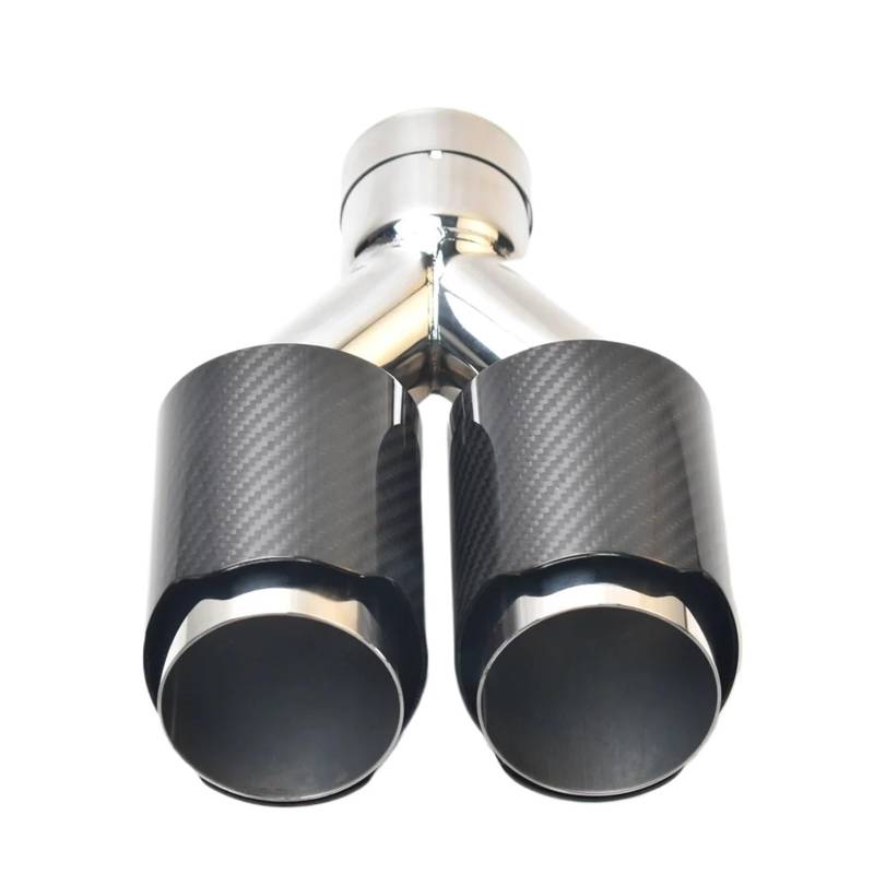 Auspuffblende Universal-Auto-Schalldämpferspitze Aus Kohlefaser Glänzend Y-Form Doppelter Ausgang Edelstahl-Auspuffrohr Düsenspitze Endrohre(60MM IN- 102MM Out) von MBROS