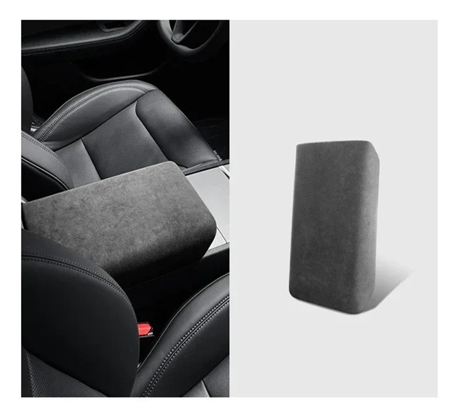 Auto Innenraum Rahmen Für Tesla Für Modell 3/3+ Highland 2024 Auto Center Control Armlehne Abdeckung Wildleder Armlehne Panel Abdeckung Shell Dekoration Abdeckung Innen Trim(Carbon Black) von MBROS