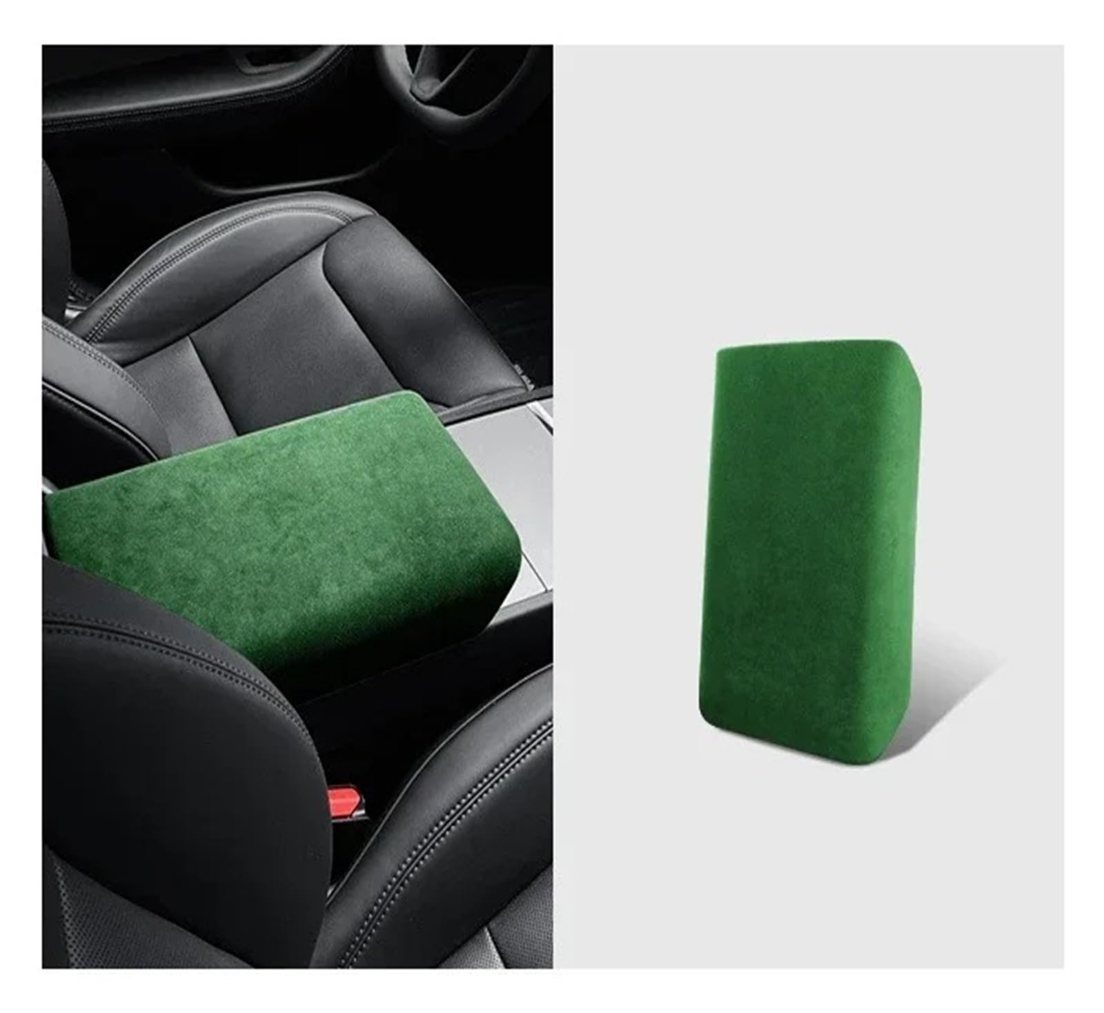 Auto Innenraum Rahmen Für Tesla Für Modell 3/3+ Highland 2024 Auto Center Control Armlehne Abdeckung Wildleder Armlehne Panel Abdeckung Shell Dekoration Abdeckung Innen Trim(Cool Green) von MBROS