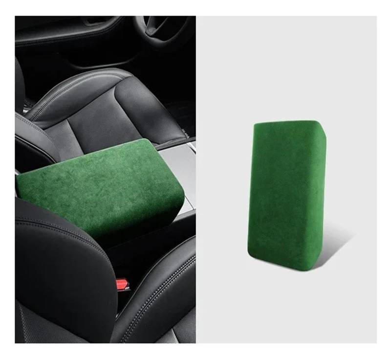 Auto Innenraum Rahmen Für Tesla Für Modell 3/3+ Highland 2024 Auto Center Control Armlehne Abdeckung Wildleder Armlehne Panel Abdeckung Shell Dekoration Abdeckung Innen Trim(Cool Green) von MBROS