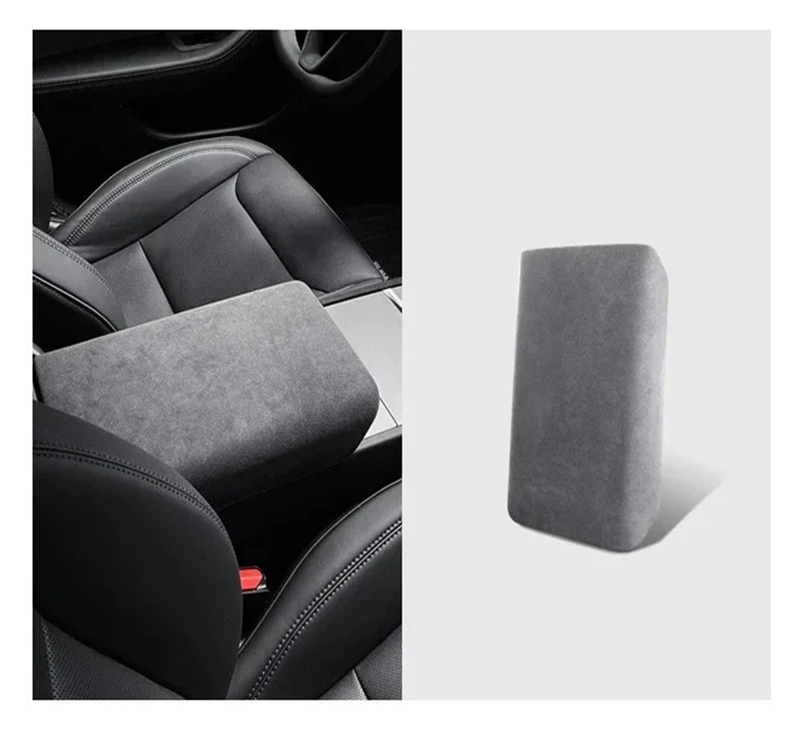 Auto Innenraum Rahmen Für Tesla Für Modell 3/3+ Highland 2024 Auto Center Control Armlehne Abdeckung Wildleder Armlehne Panel Abdeckung Shell Dekoration Abdeckung Innen Trim(Dark Gray) von MBROS