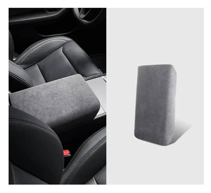 Auto Innenraum Rahmen Für Tesla Für Modell 3/3+ Highland 2024 Auto Center Control Armlehne Abdeckung Wildleder Armlehne Panel Abdeckung Shell Dekoration Abdeckung Innen Trim(Dark Gray) von MBROS