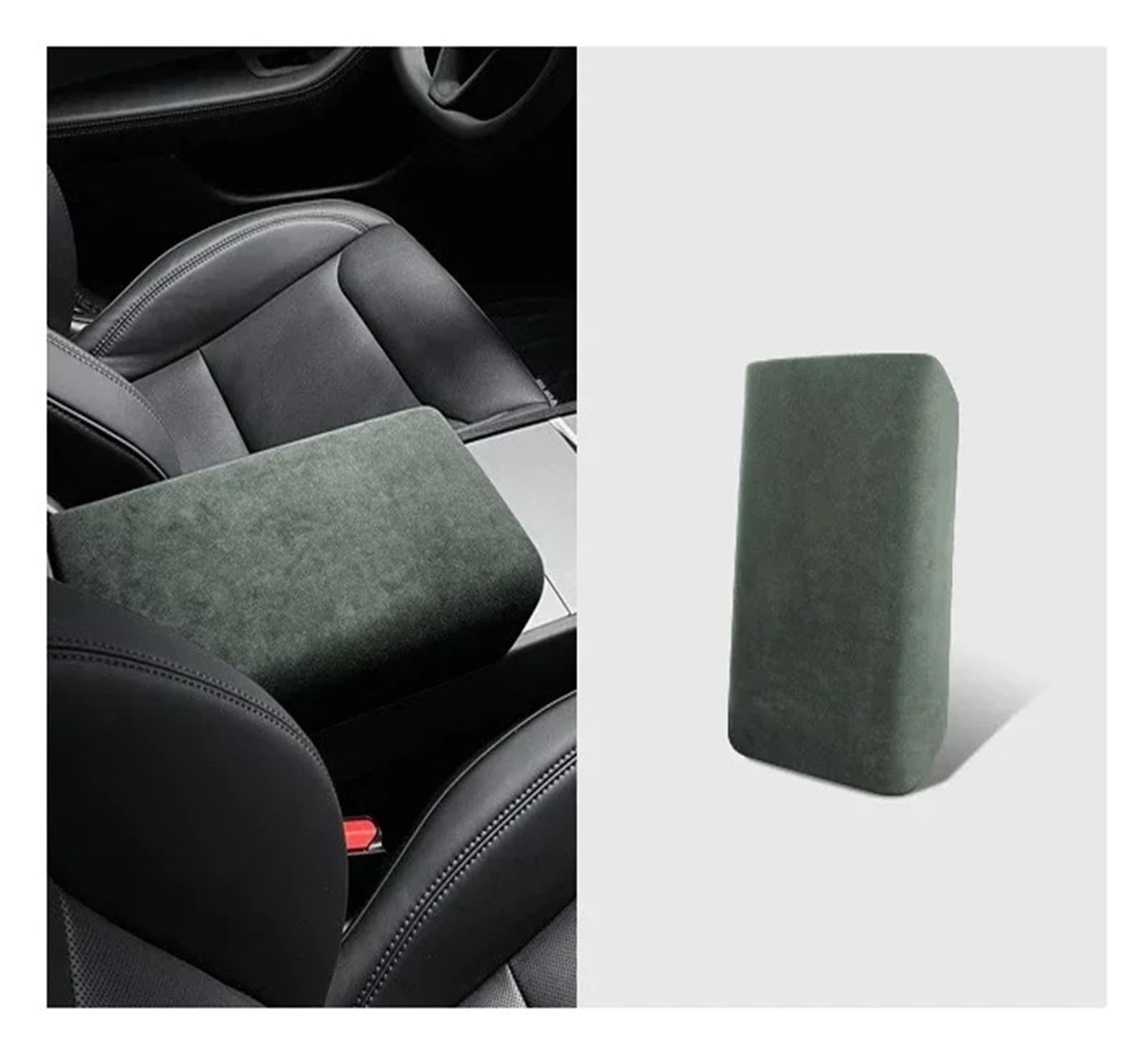 Auto Innenraum Rahmen Für Tesla Für Modell 3/3+ Highland 2024 Auto Center Control Armlehne Abdeckung Wildleder Armlehne Panel Abdeckung Shell Dekoration Abdeckung Innen Trim(Dark Green) von MBROS