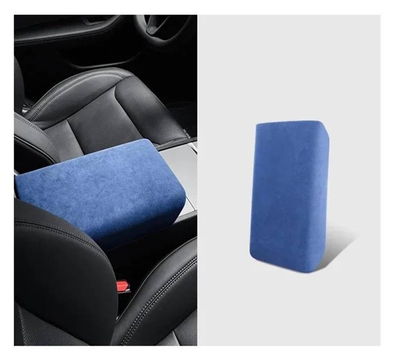 Auto Innenraum Rahmen Für Tesla Für Modell 3/3+ Highland 2024 Auto Center Control Armlehne Abdeckung Wildleder Armlehne Panel Abdeckung Shell Dekoration Abdeckung Innen Trim(Sky blu) von MBROS