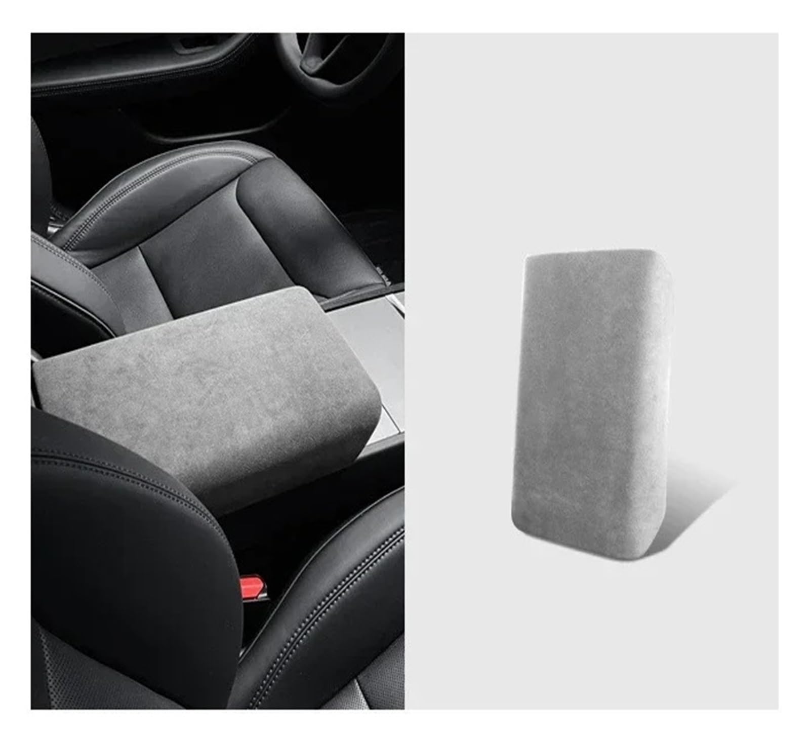 Auto Innenraum Rahmen Für Tesla Für Modell 3/3+ Highland 2024 Auto Center Control Armlehne Abdeckung Wildleder Armlehne Panel Abdeckung Shell Dekoration Abdeckung Innen Trim(Titanium Grey) von MBROS