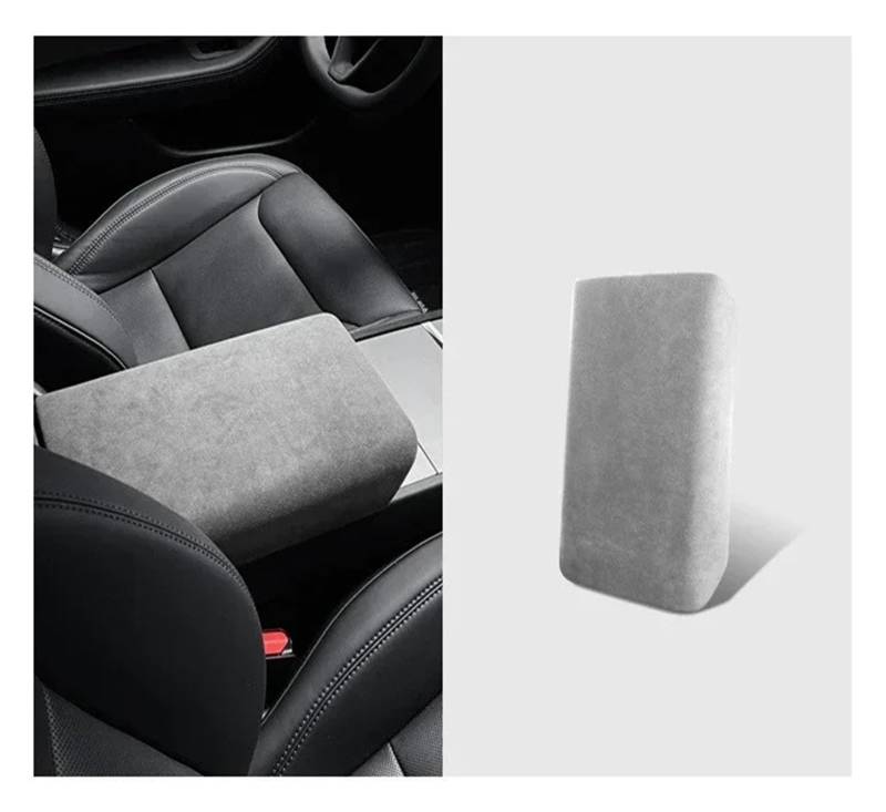 Auto Innenraum Rahmen Für Tesla Für Modell 3/3+ Highland 2024 Auto Center Control Armlehne Abdeckung Wildleder Armlehne Panel Abdeckung Shell Dekoration Abdeckung Innen Trim(Titanium Grey) von MBROS