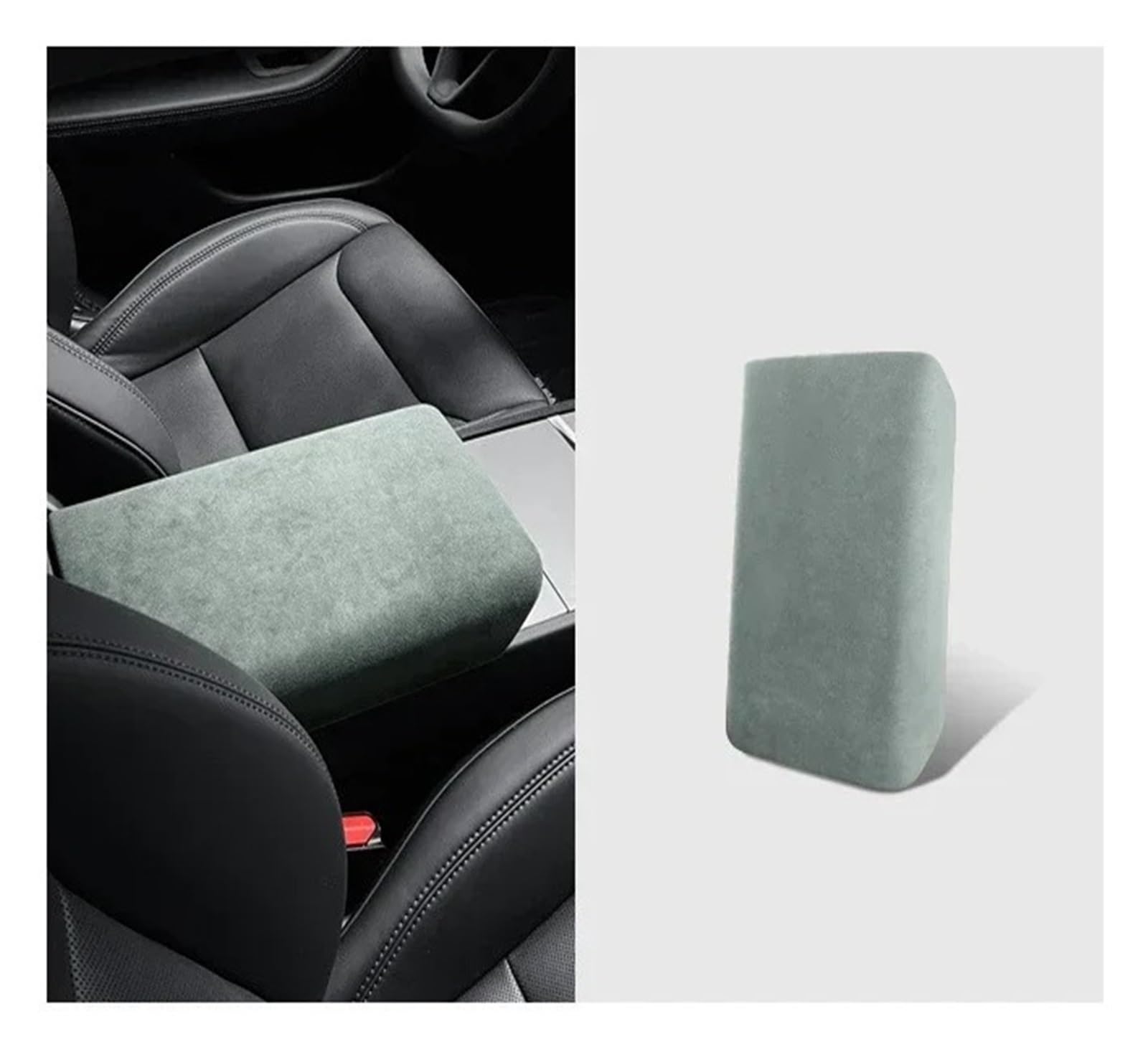 Auto Innenraum Rahmen Für Tesla Für Modell 3/3+ Highland 2024 Auto Center Control Armlehne Abdeckung Wildleder Armlehne Panel Abdeckung Shell Dekoration Abdeckung Innen Trim(Tundra Green) von MBROS