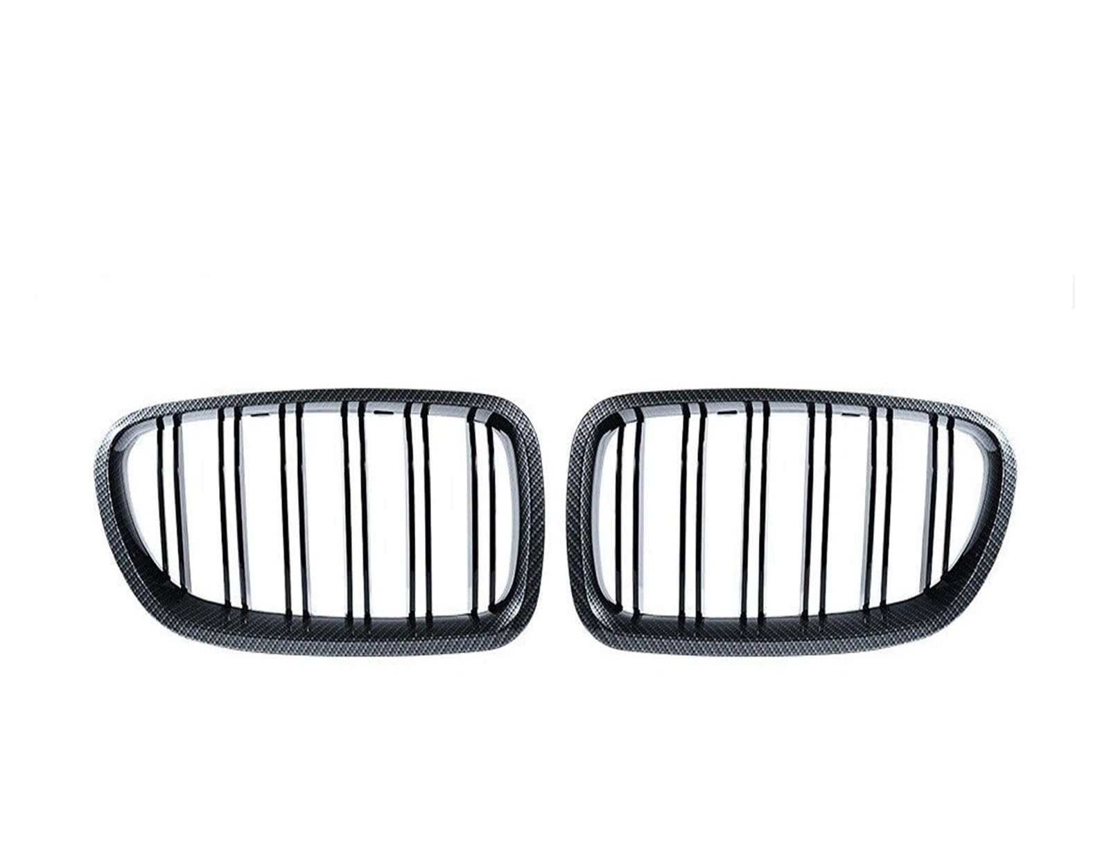 Sport Kühlergrill Für 5er F10 F11 F18 520d 530d 540i 2010-2017 Auto Schwarz Glänzend Nierengrill Doppellamellen Renngrill Ersatzteil Kühlergrill Vorne(Carbon Look) von MBROS