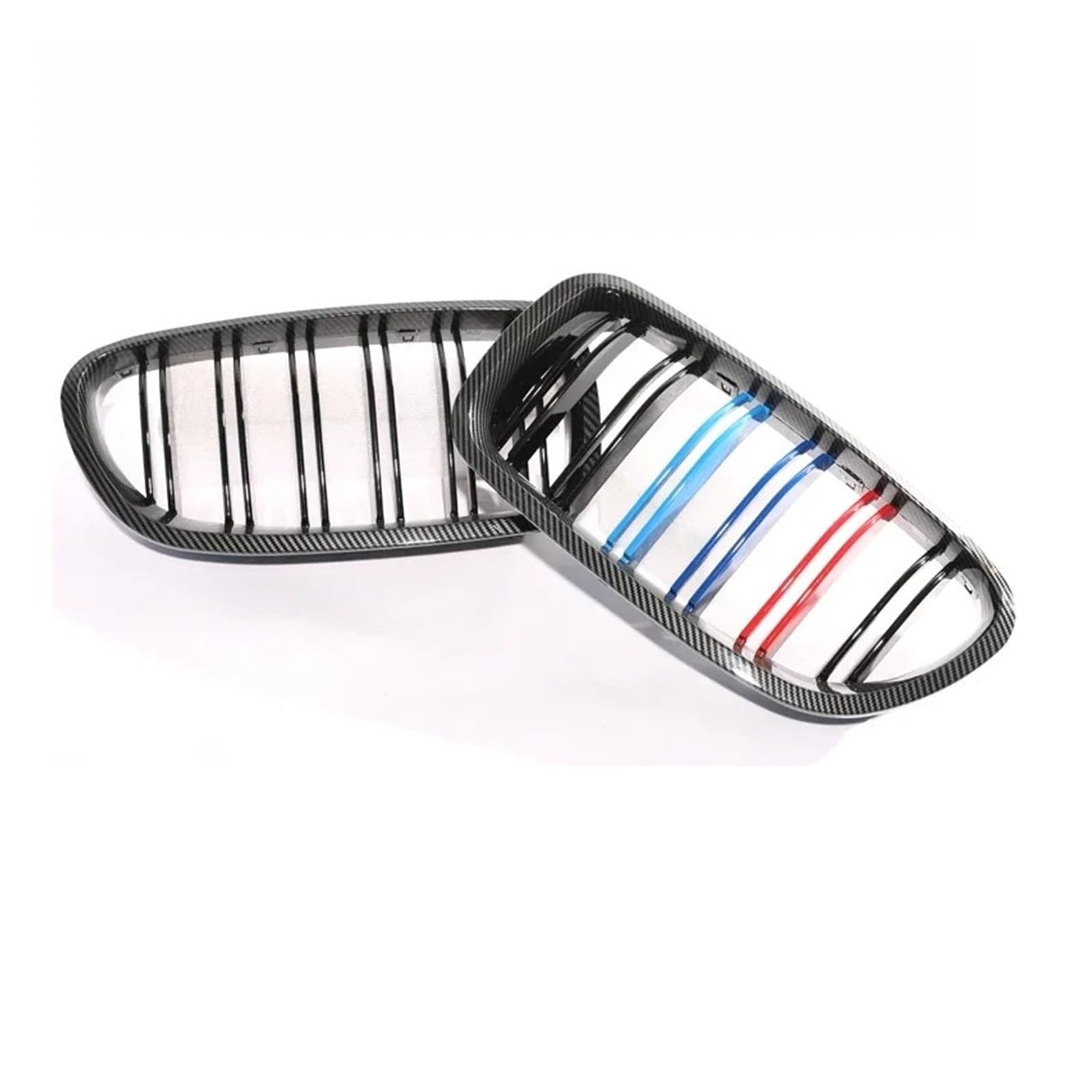 Sport Kühlergrill Für 5er F10 F11 Für M5 520i 528i 530i 2010-2017 Auto Front Nieren Facelift Stoßstange M Farbe Grill Glanz Schwarz Grill Kühlergrill Vorne(Dual Carbon M) von MBROS