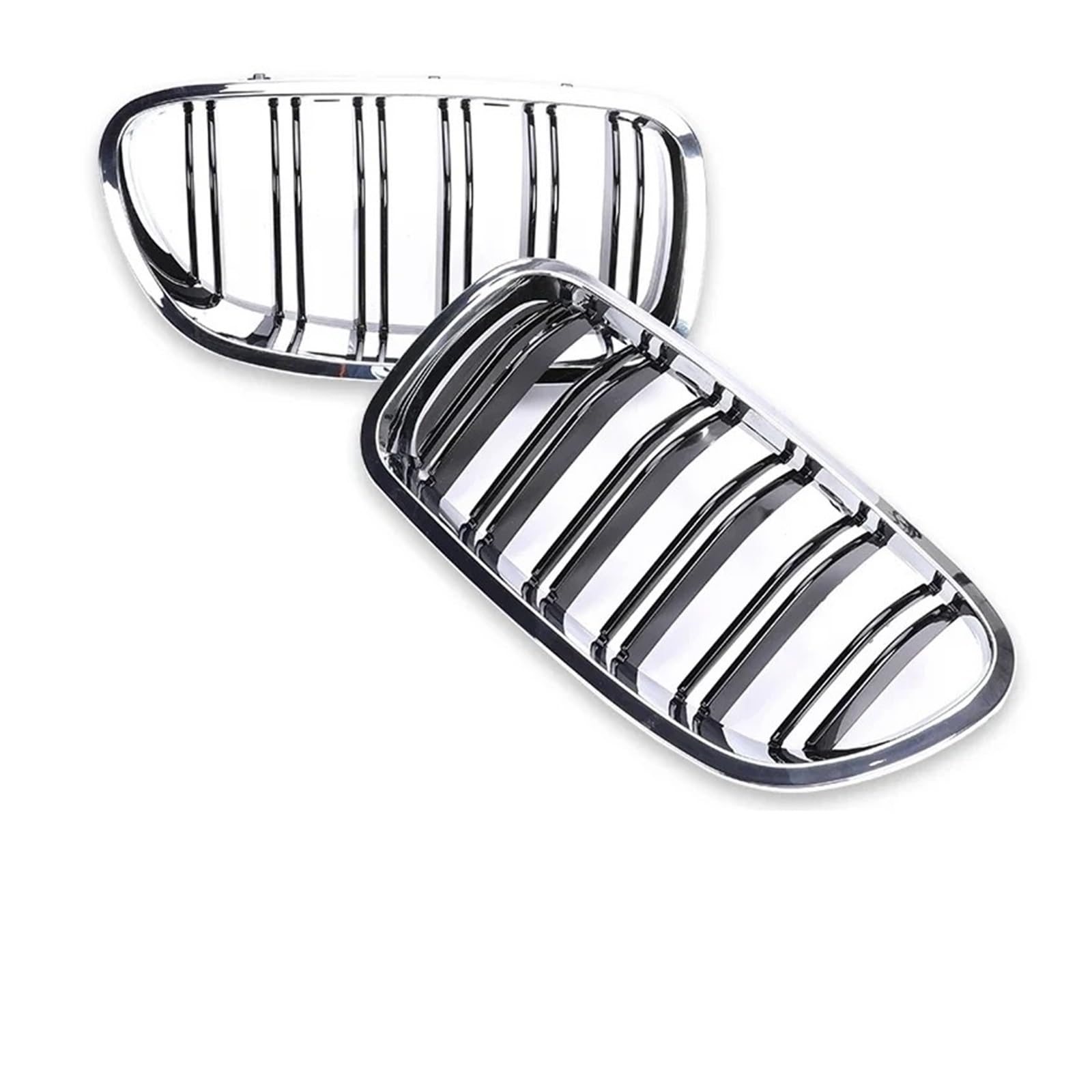 Sport Kühlergrill Für 5er F10 F11 Für M5 520i 528i 530i 2010-2017 Auto Front Nieren Facelift Stoßstange M Farbe Grill Glanz Schwarz Grill Kühlergrill Vorne(Dual Chrome Black) von MBROS