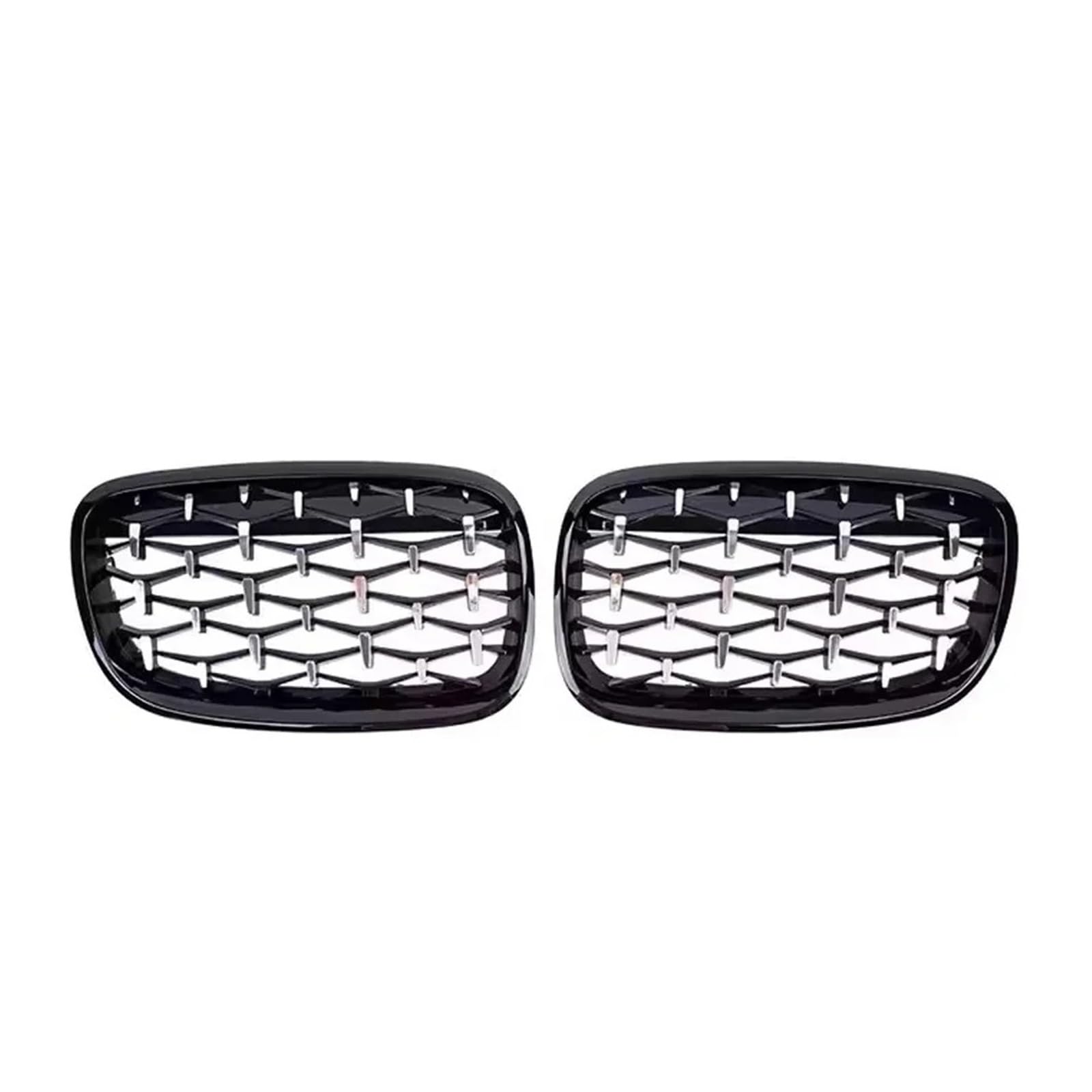 Sport Kühlergrill Für X5 E70 Für X6 E71 2007-2014 Auto Schwarz Double Line Style Racing Grill Chrom Diamonds Style Front Upper Grills Kühlergrill Vorne(Diamond-Chrome Black) von MBROS