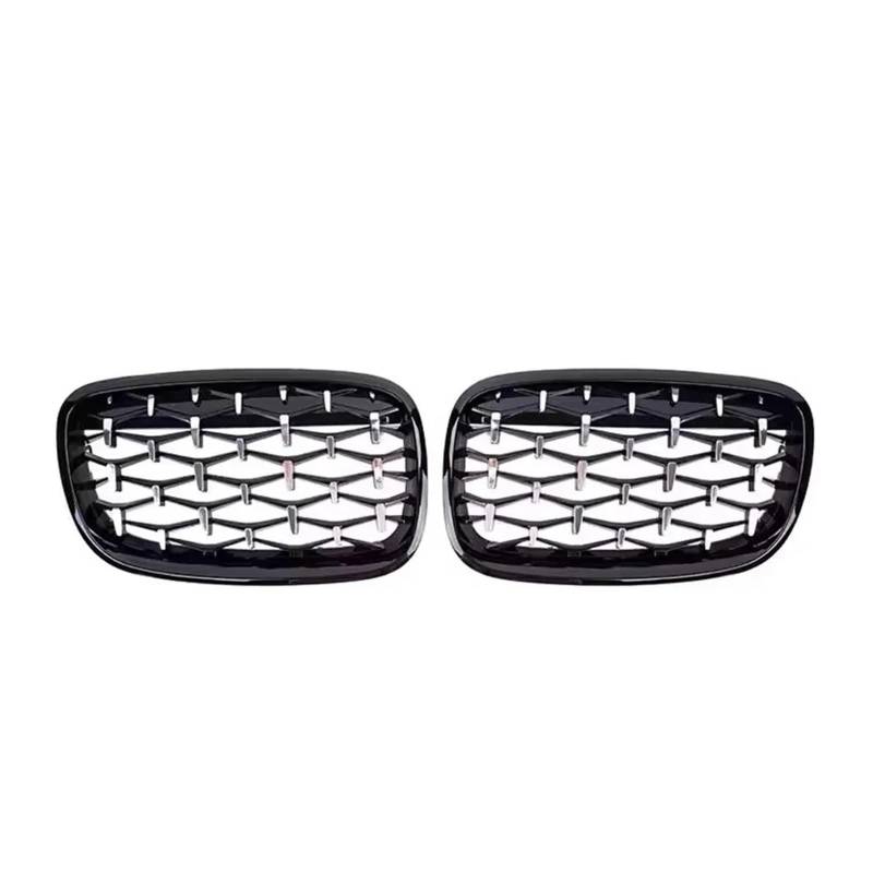 Sport Kühlergrill Für X5 E70 Für X6 E71 2007-2014 Auto Schwarz Double Line Style Racing Grill Chrom Diamonds Style Front Upper Grills Kühlergrill Vorne(Diamond-Chrome Black) von MBROS