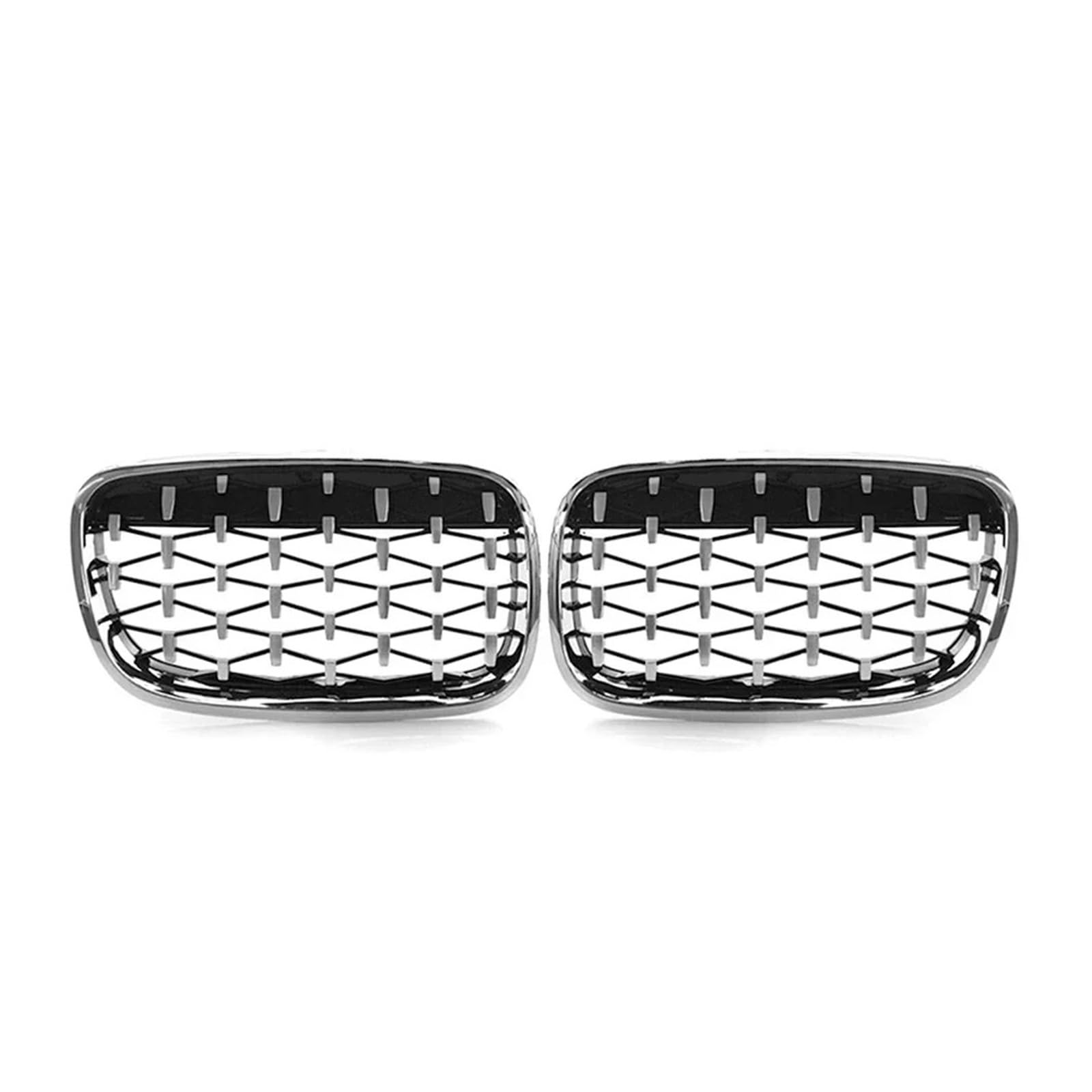Sport Kühlergrill Für X5 E70 Für X6 E71 2007-2014 Auto Schwarz Double Line Style Racing Grill Chrom Diamonds Style Front Upper Grills Kühlergrill Vorne(Diamond-Silver) von MBROS