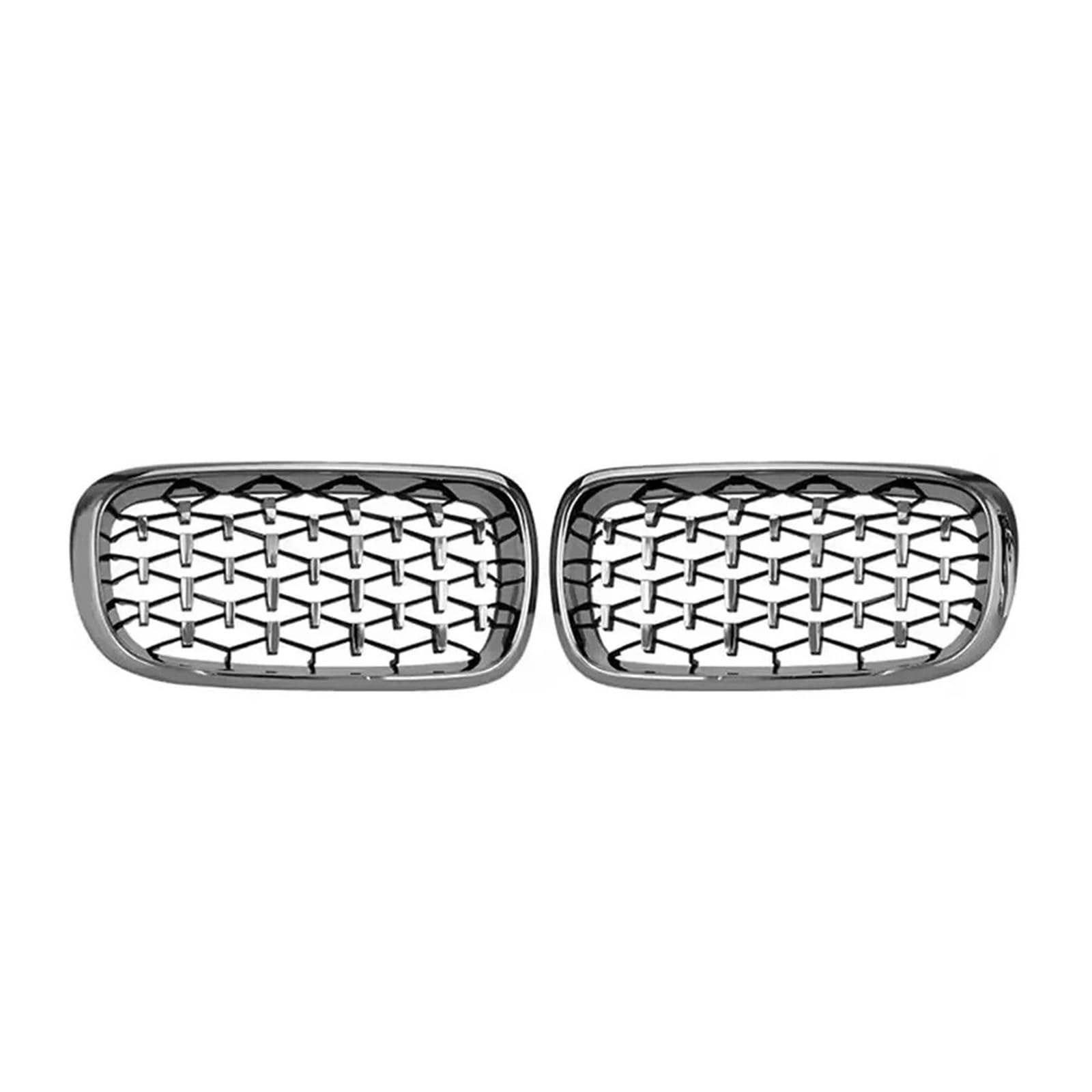 Sport Kühlergrill Für X5 F15 Für X6 F16 2014-2019 X5M F85 X6M F86 Auto Diamanten Stil Front Stoßstange Nieren Gitter Single Line Stil Grill Kühlergrill Vorne(Diamond-Silver) von MBROS