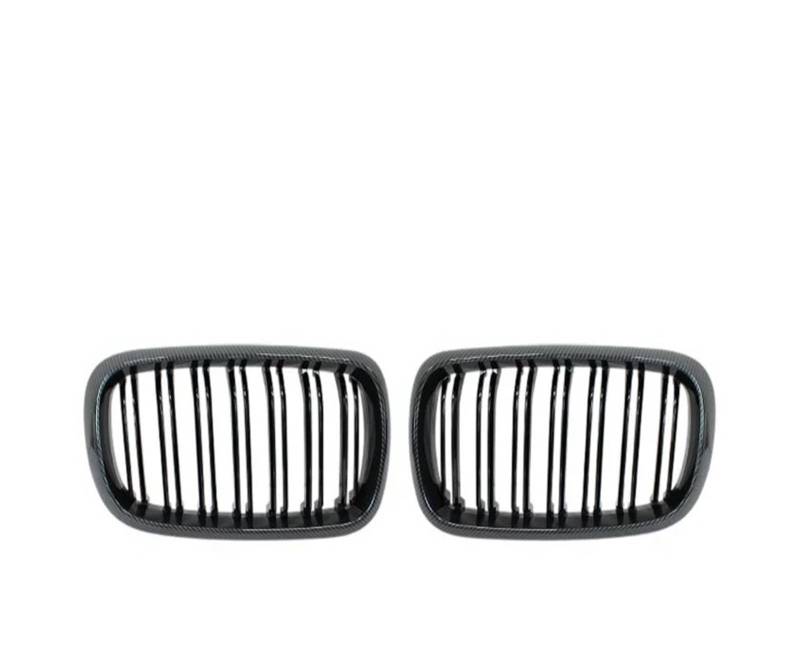 Sport Kühlergrill Für X5 Für X6 M F15 F16 F85 F86 2014-2017 Auto Frontstoßstangengrill Dual 2-Lamellen Nierengrill ABS Racing Grills Kühlergrill Vorne(Double Line Carbon) von MBROS