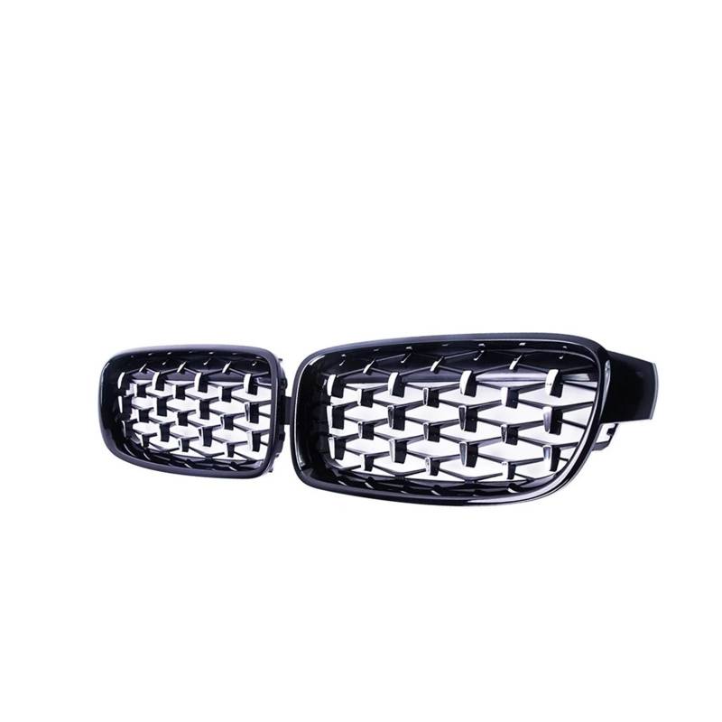 Sport Kühlergrill Paar Für 3er F30 F35 F31 2012–2018 2017 2016 Auto Chrom Nierengitter Meteor Style Diamond Style Racing Grills Kühlergrill Vorne(Black and Silver) von MBROS