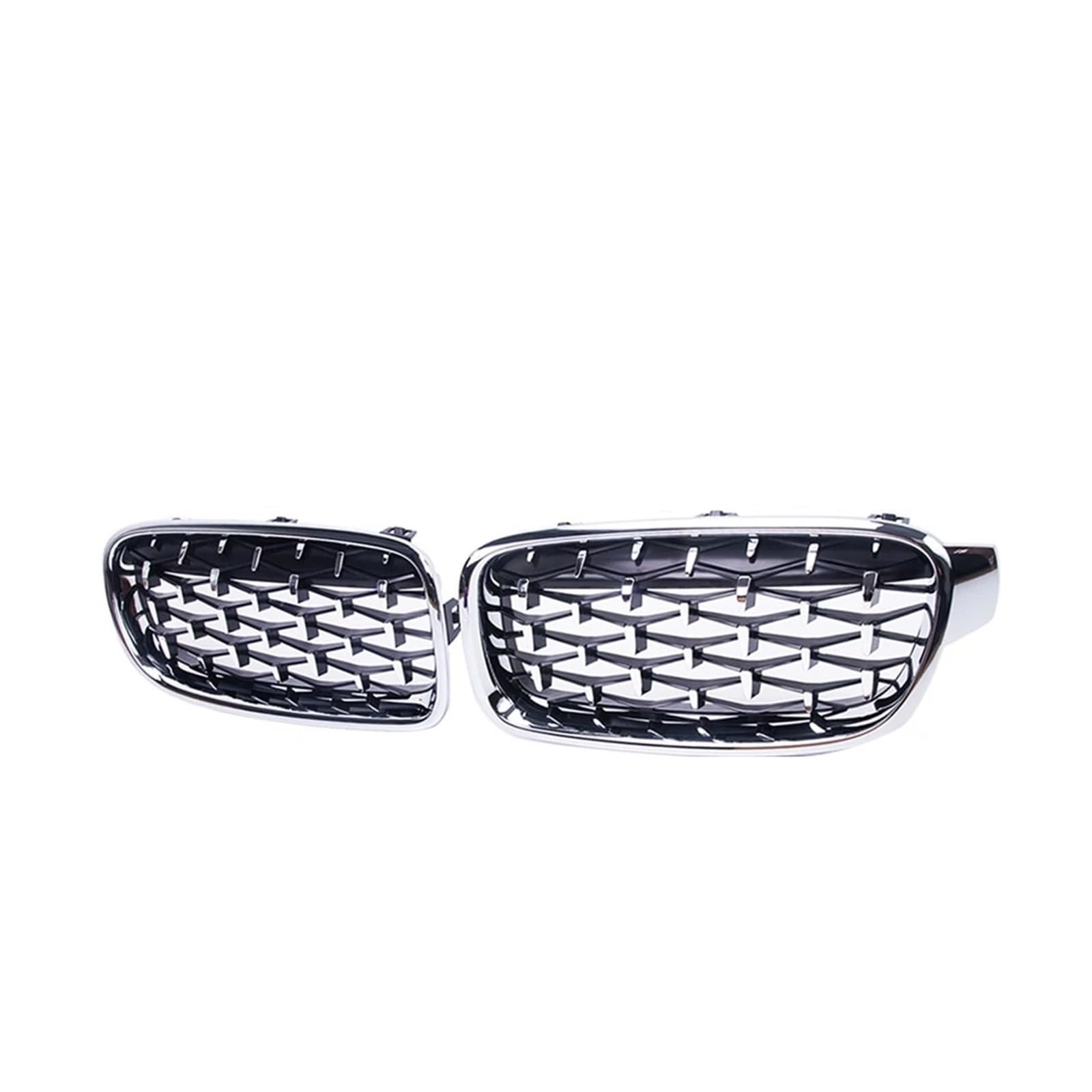 Sport Kühlergrill Paar Für 3er F30 F35 F31 2012–2018 2017 2016 Auto Chrom Nierengitter Meteor Style Diamond Style Racing Grills Kühlergrill Vorne(Full Silver) von MBROS