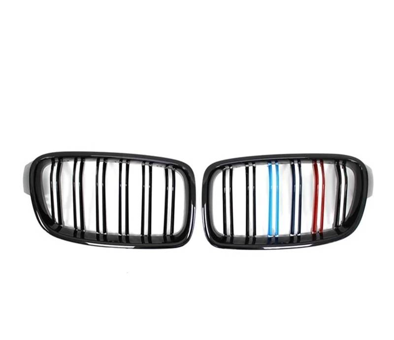 Sport Kühlergrill Paar Für 3er-Serie F30 F31 F35 F80 2012 2013–2018 Renngrills Glänzend Matt Carbonschwarz 3-Farbiger Front-Nierengrill Kühlergrill Vorne(M Color) von MBROS