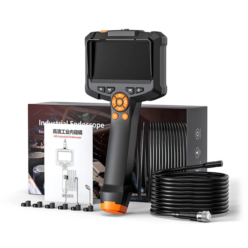 MCAOAL Inspektionskamera Industrielles Endoskop Mit 4 3 Zoll Bildschirm USB C Wiederaufladbarer Industrie Boorescope Bereichskamera Wasserdicht von MCAOAL
