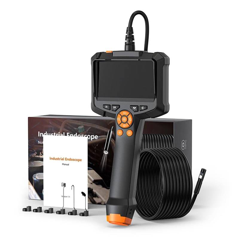 MCAOAL Inspektionskamera Industrielles Endoskop Mit 4 3 Zoll Bildschirm USB C Wiederaufladbarer Industrie Boorescope Bereichskamera Wasserdicht von MCAOAL