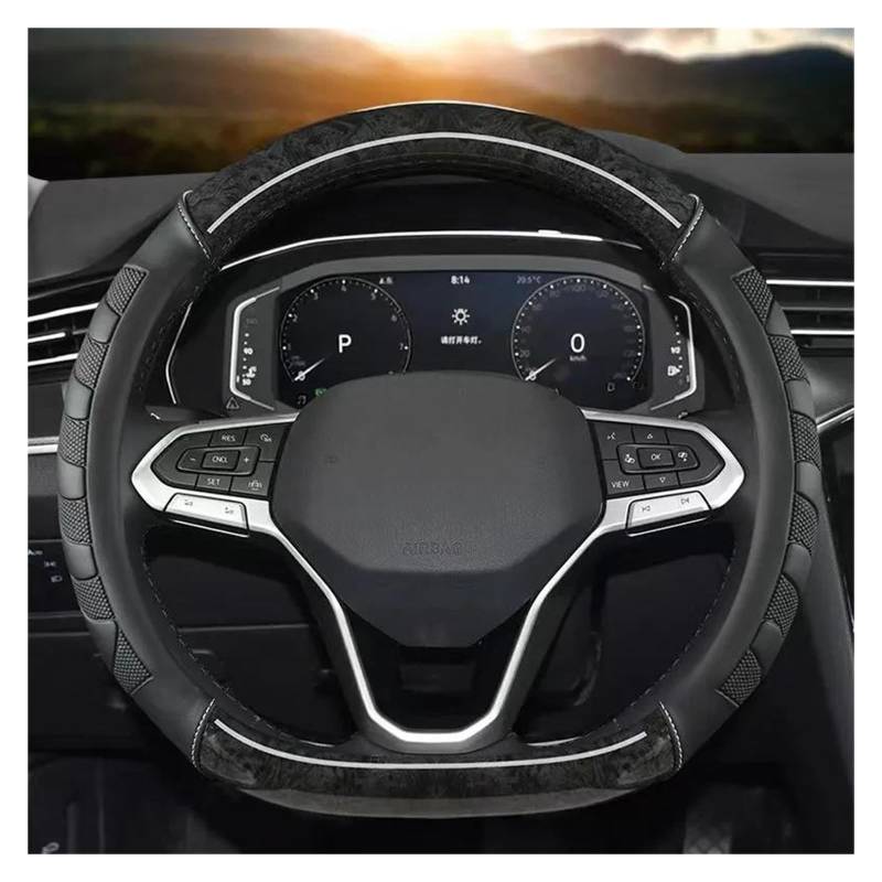 Lenkrad Abdeckung D Form Auto Lenkrad Abdeckung Für VW Für Sharan Für Passat Für Caddy Für Touran Für Tiguan 2015-2021 2022 Für Teramont Für Atlas Für T-Kreuz Lenkradbezüge (Color : Black) von McbeAn