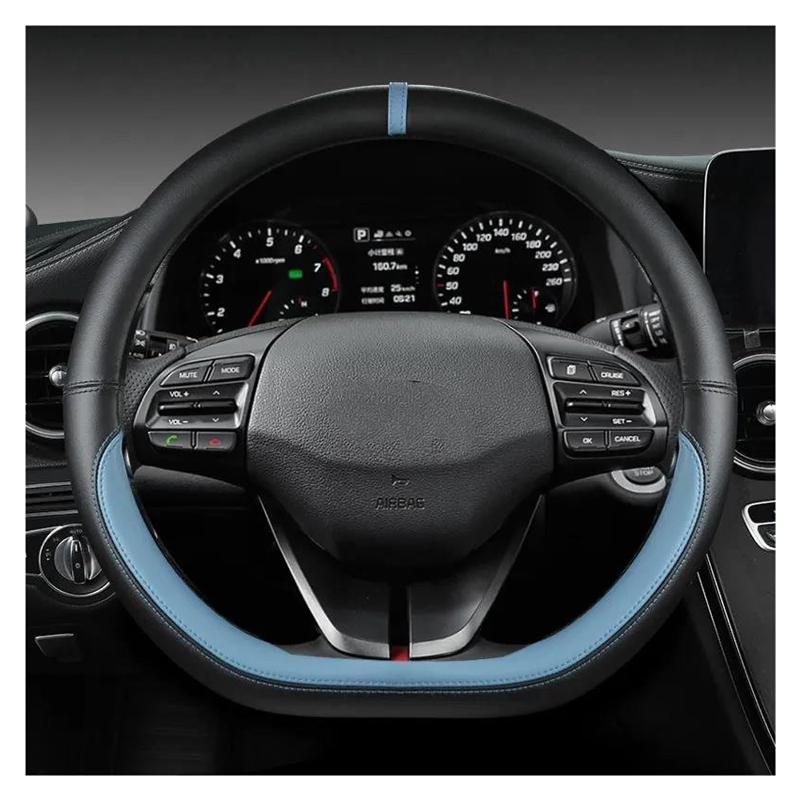 Lenkrad Abdeckung Für Hyundai Für Ioniq 5 2016 2017 2018 2019 2020 2021 2022 Auto Lenkrad Abdeckung D Form PU Leder Auto Zubehör Innen Lenkradbezüge (Color : Blue) von MCBEAN