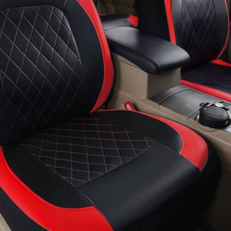 MCDA 9 Stück Auto Sitzbezüge Sets für Alfa Romeo Giulietta 2016 2017 2018 2019 2020 2021 2022 2023, Sitzkissen Protektoren Allwetter Wasserdicht Bequem Sitzbezügesets Zubehör,C-Red von MCDA