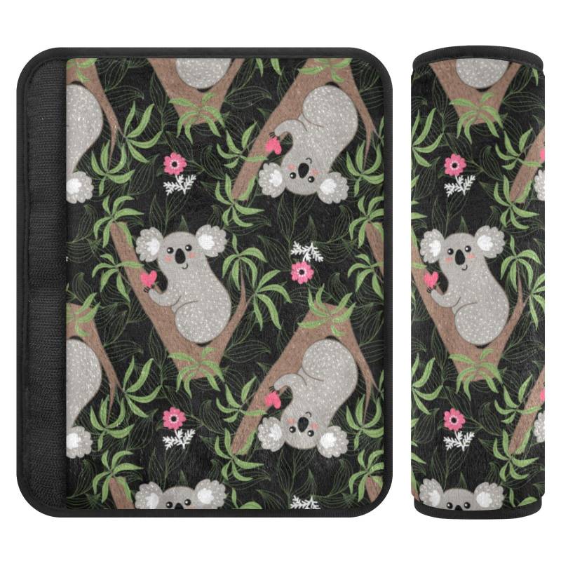 MCHIVER Koala Herz Auto Sicherheitsgurt Schulterpolster 2 Stück Sicherheitsgurt Bezüge für Kinder Erwachsene Baby Auto Sicherheitsgurt Kissen Schutz 25,4 x 19,6 cm von MCHIVER