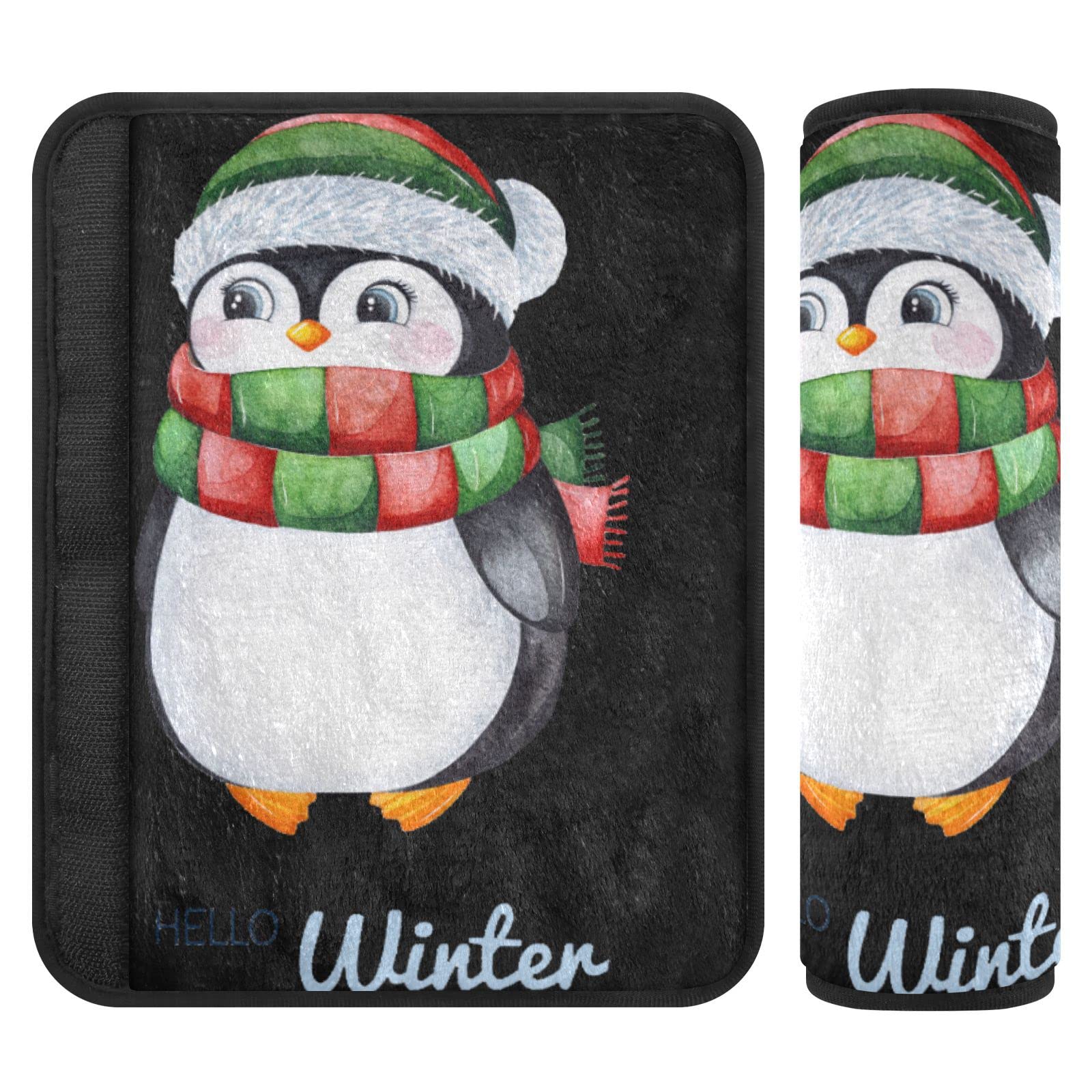 MCHIVER Niedlicher Winter-Pinguin-Auto-Sicherheitsgurt-Schulterpolster, 2 Stück, für Erwachsene und Kinder, Auto-Sicherheitsgurt-Kissenschutz, 25,4 x 19,6 cm von MCHIVER
