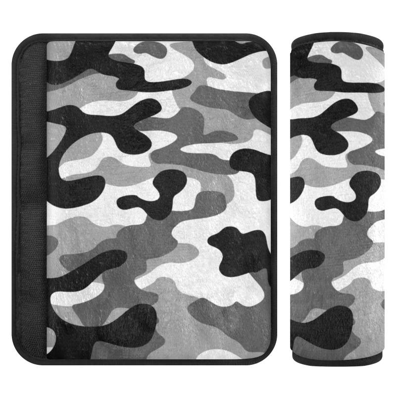 MCHIVER Schwarz / Weiß Camouflage Auto Sicherheitsgurt Schulterpolster 2 Stück Sicherheitsgurt Bezüge für Erwachsene Kinder Auto Sicherheitsgurt Kissenschutz 25,4 x 19,6 cm von MCHIVER