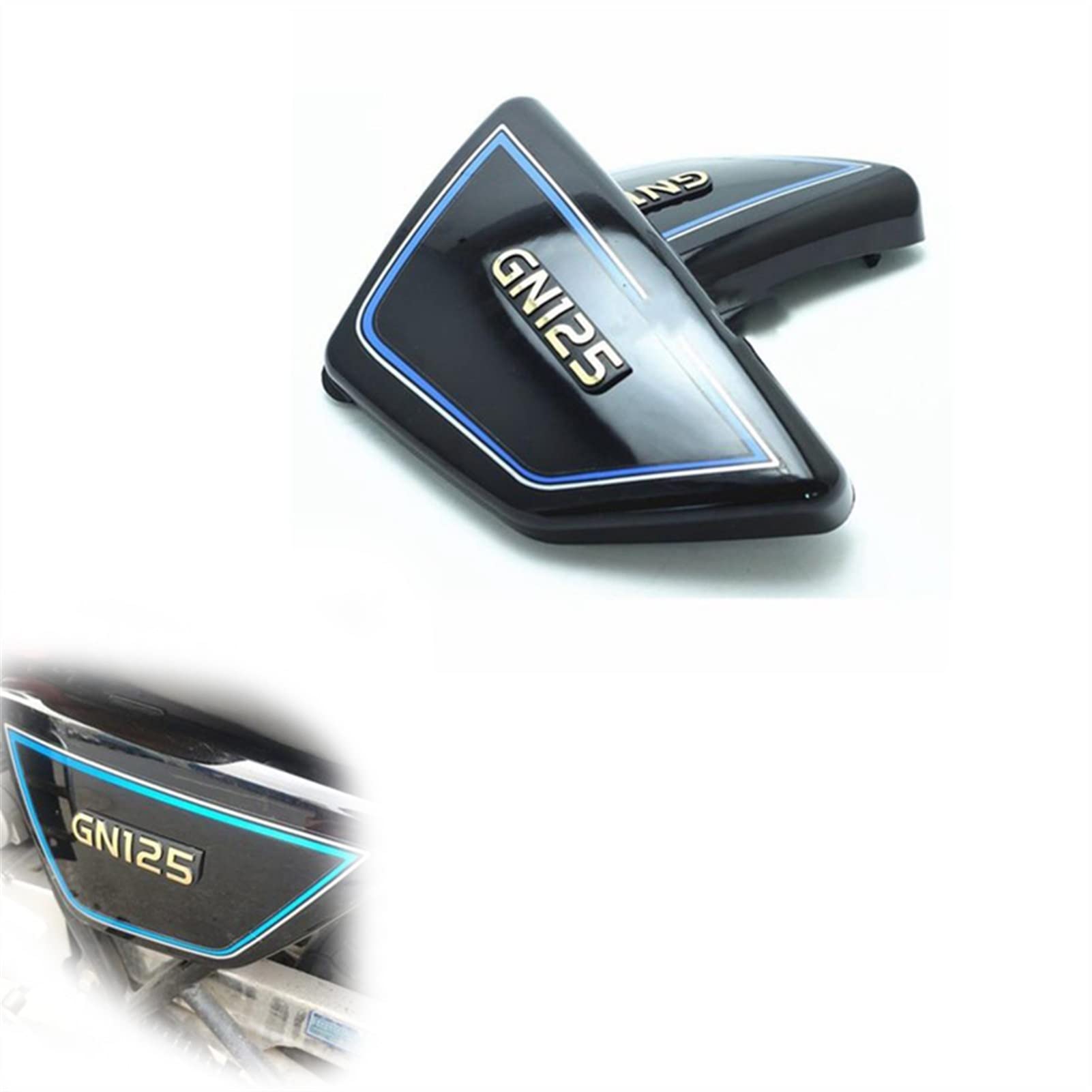 Motorrad-Batterie-Seitenabdeckungsrahmen-Seitenabdeckungen Für Suzuki GN125 GN 125 Schmücken (Color : Black) von MCHNB