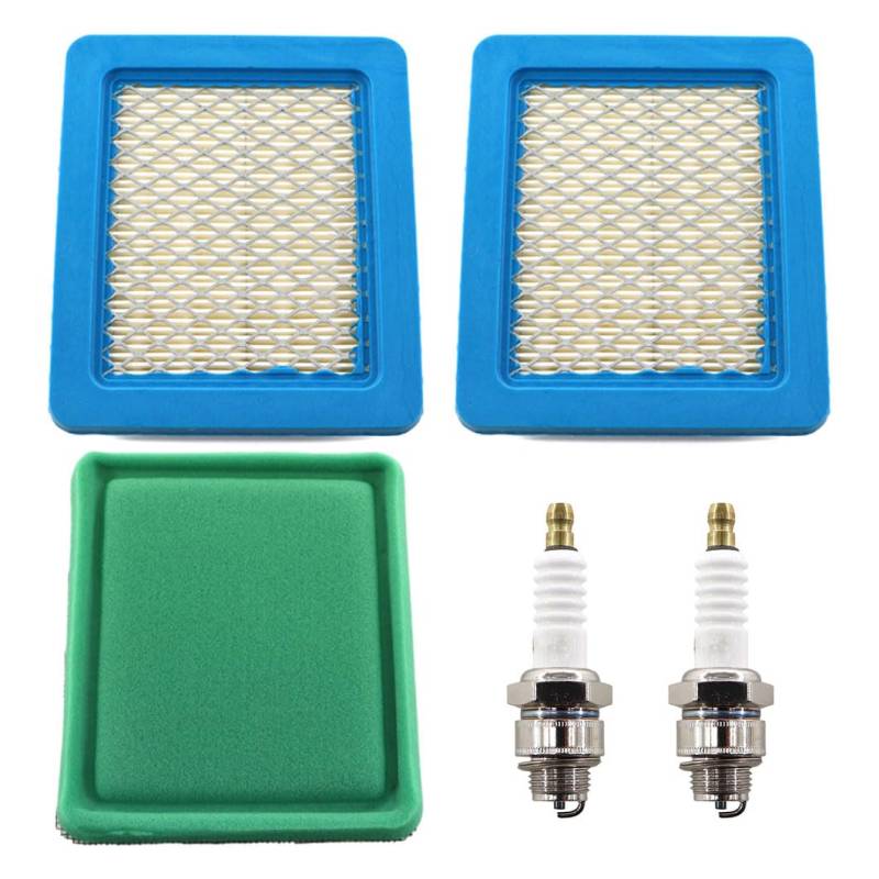 MCHNIC 2x Luftfilter & Zündkerze für Briggs & Stratton 3 bis 5 PS Quantum Motor 625 650 675 Rasenmäher Ersetzt 491588 399959 491588S Wolf 2058411 John Deere PT15853 Oregon 30–710 von MCHNIC