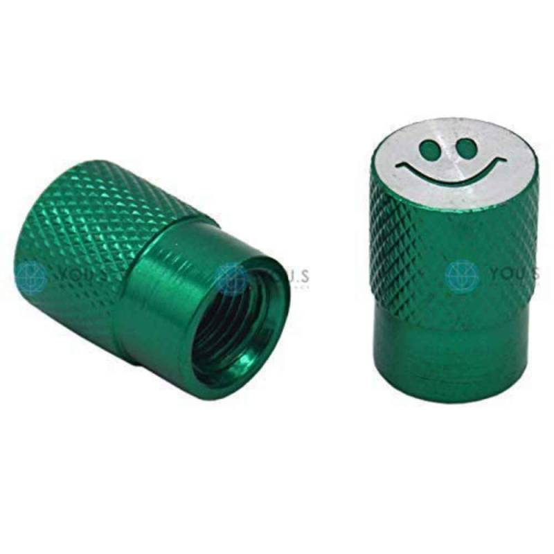 Alu Smiley Ventilkappen Grün mit Dichtung Ventil Kappen Abdeckung für Auto PKW LKW Motorrad Fahrrad von MCLLDAO